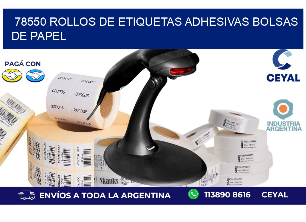 78550 rollos de etiquetas adhesivas bolsas de papel