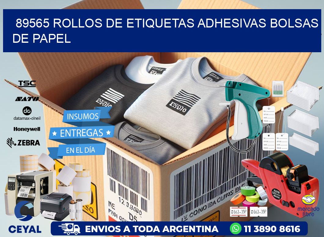 89565 rollos de etiquetas adhesivas bolsas de papel
