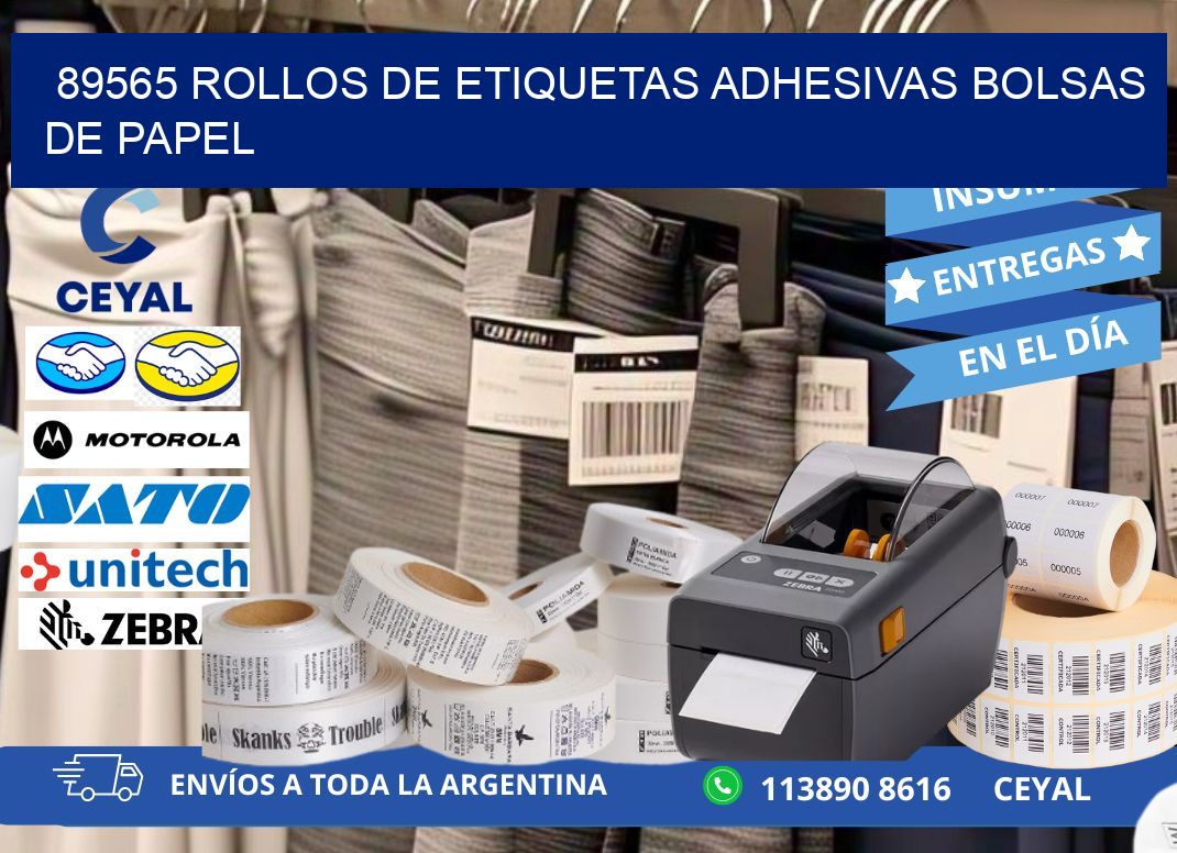 89565 rollos de etiquetas adhesivas bolsas de papel