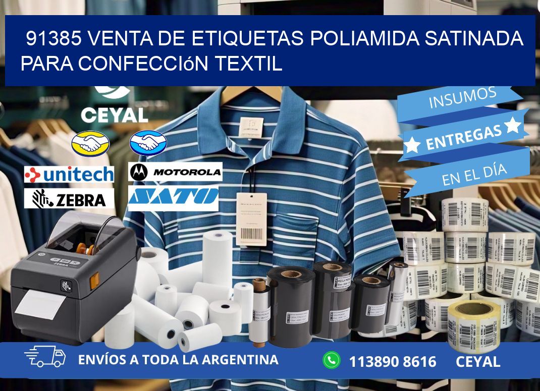 91385 venta de etiquetas poliamida satinada para confección textil
