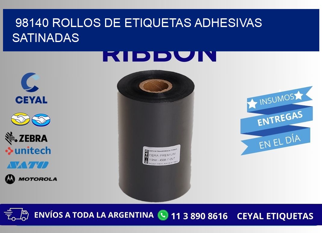 98140 rollos de etiquetas adhesivas satinadas