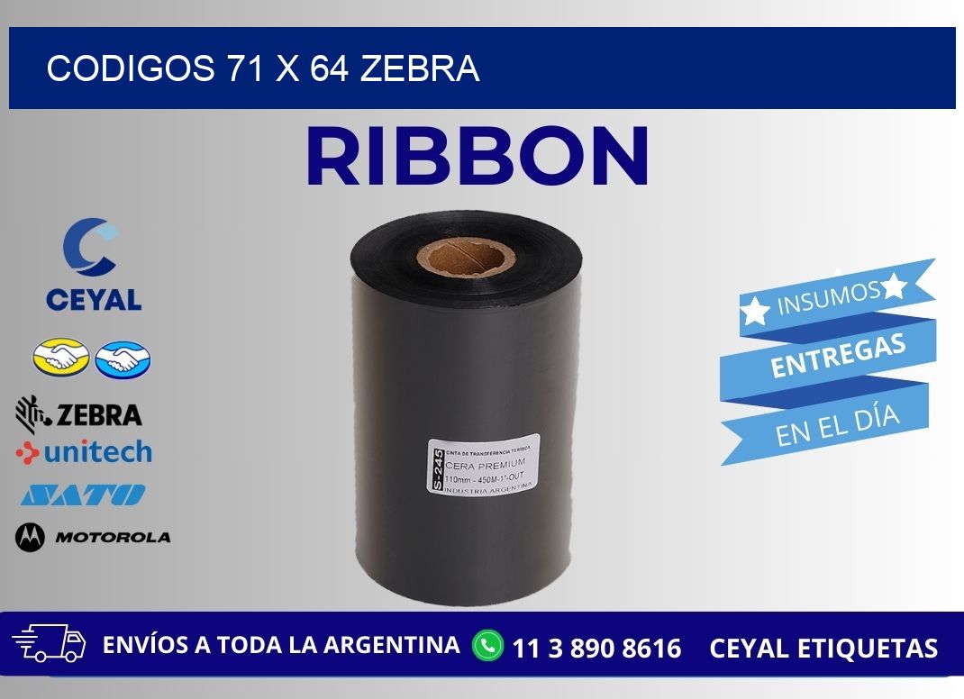 codigos 71 x 64 zebra