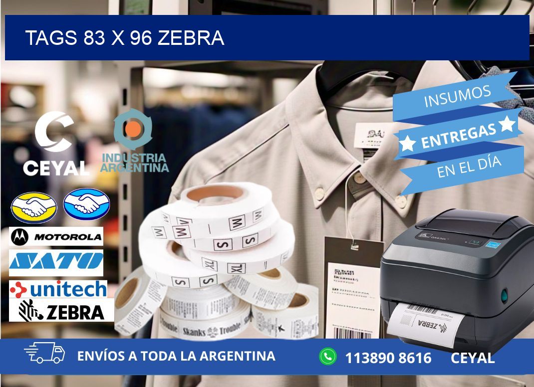 tags 83 x 96 zebra