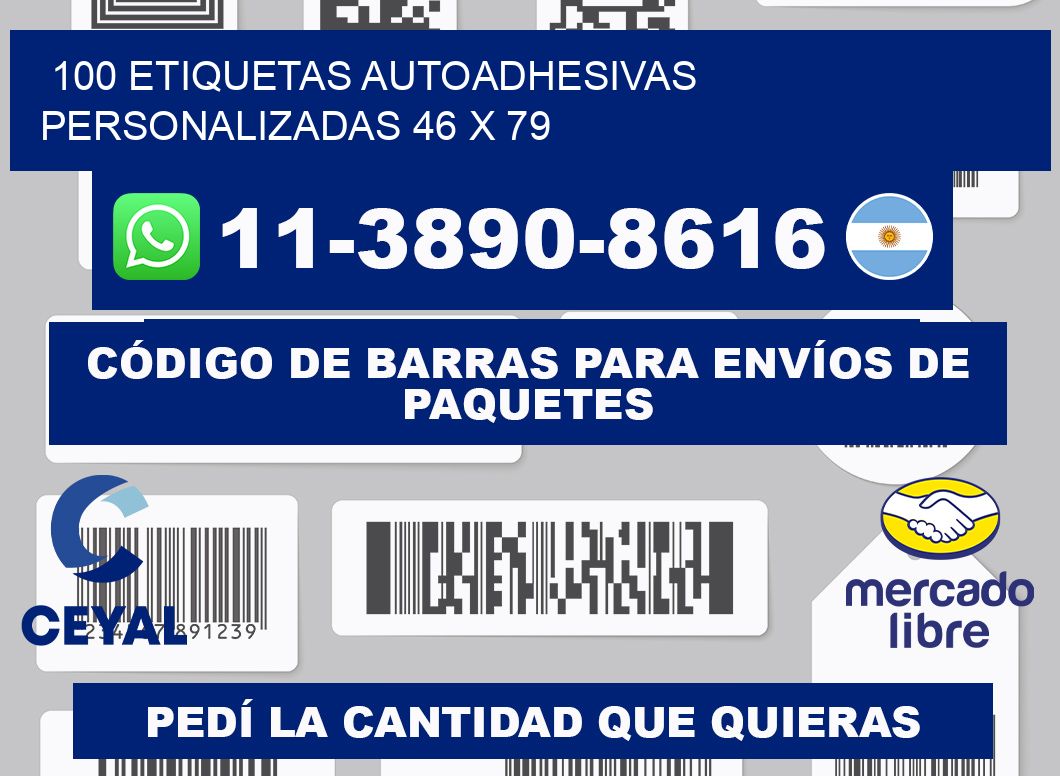 100 Etiquetas autoadhesivas personalizadas 46 x 79