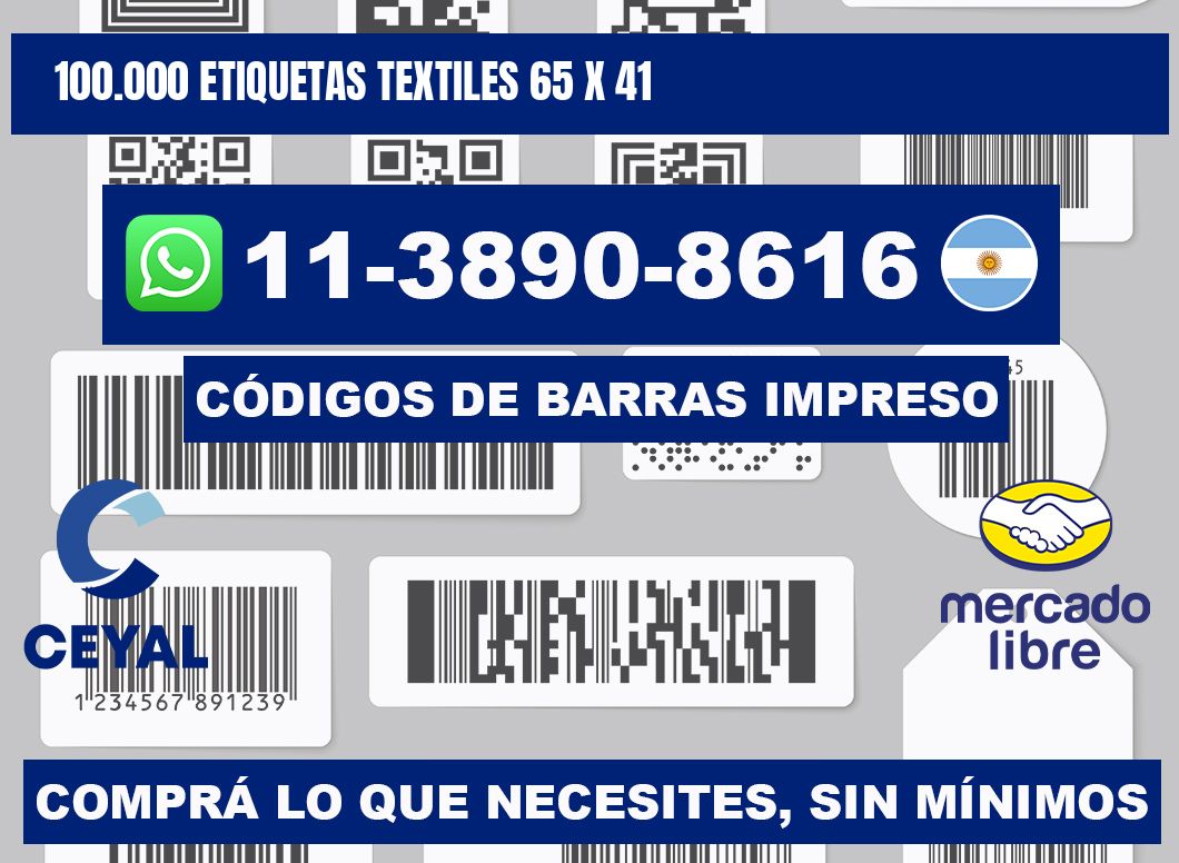 100.000 ETIQUETAS TEXTILES 65 x 41