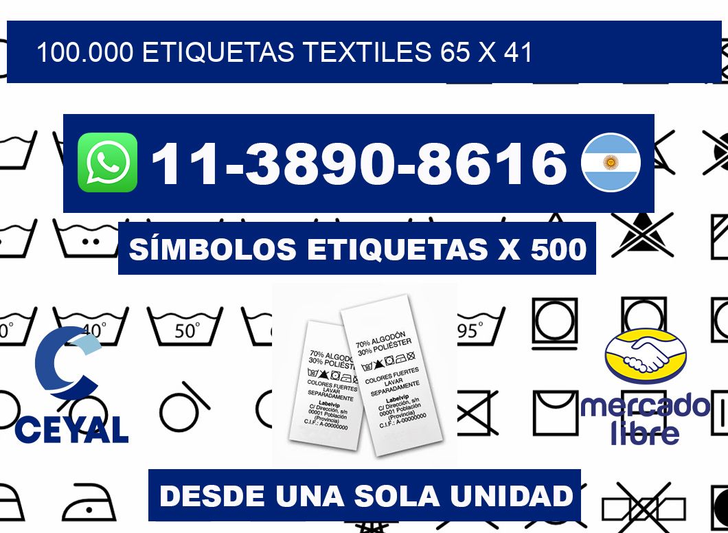 100.000 ETIQUETAS TEXTILES 65 x 41