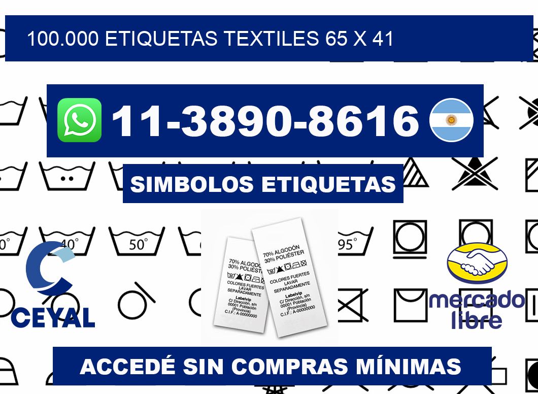 100.000 ETIQUETAS TEXTILES 65 x 41