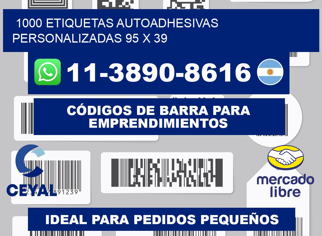 1000 Etiquetas autoadhesivas personalizadas 95 x 39
