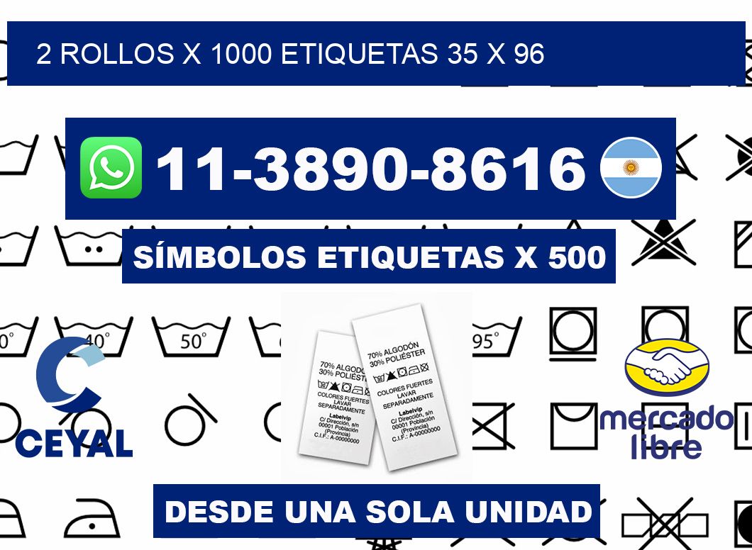2 rollos x 1000 etiquetas 35 x 96