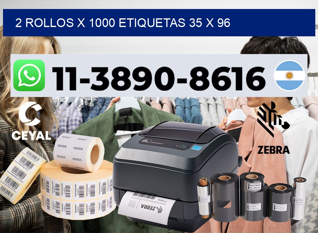2 rollos x 1000 etiquetas 35 x 96