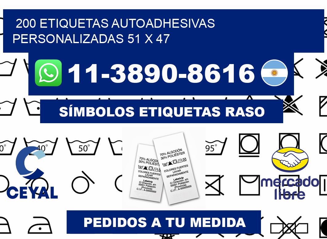200 Etiquetas autoadhesivas personalizadas 51 x 47