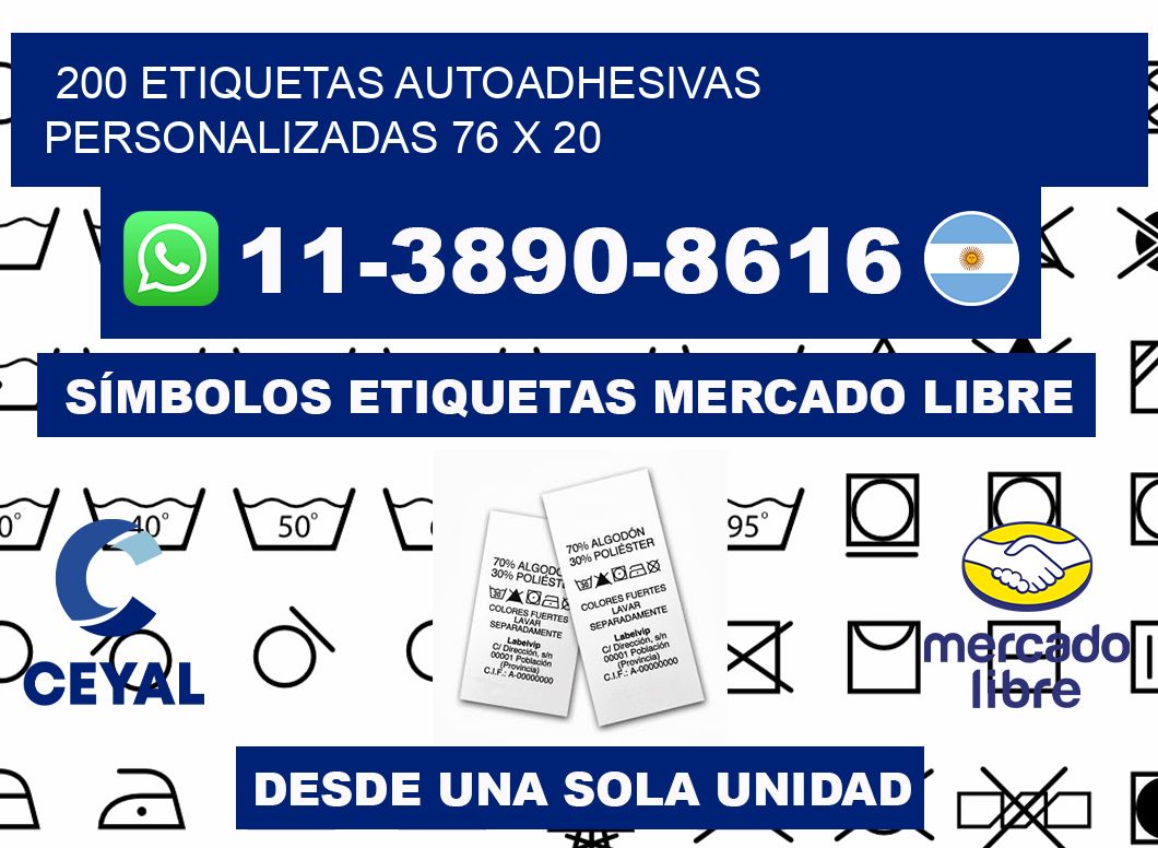 200 Etiquetas autoadhesivas personalizadas 76 x 20