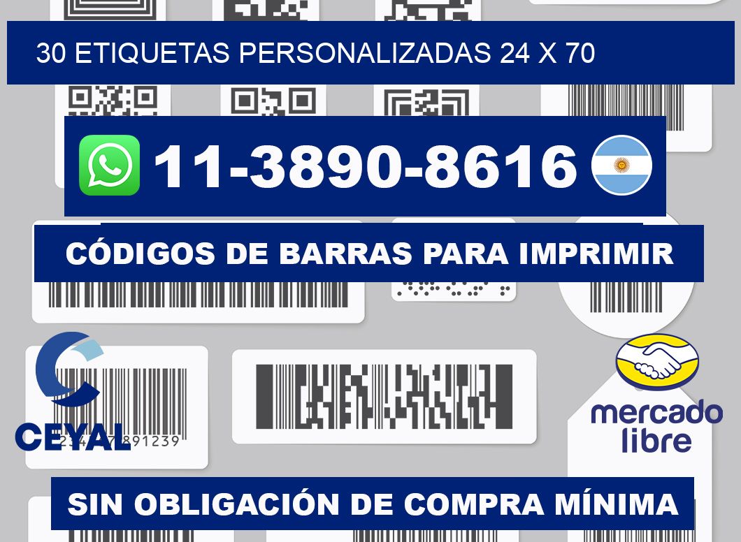 30 ETIQUETAS PERSONALIZADAS 24 x 70