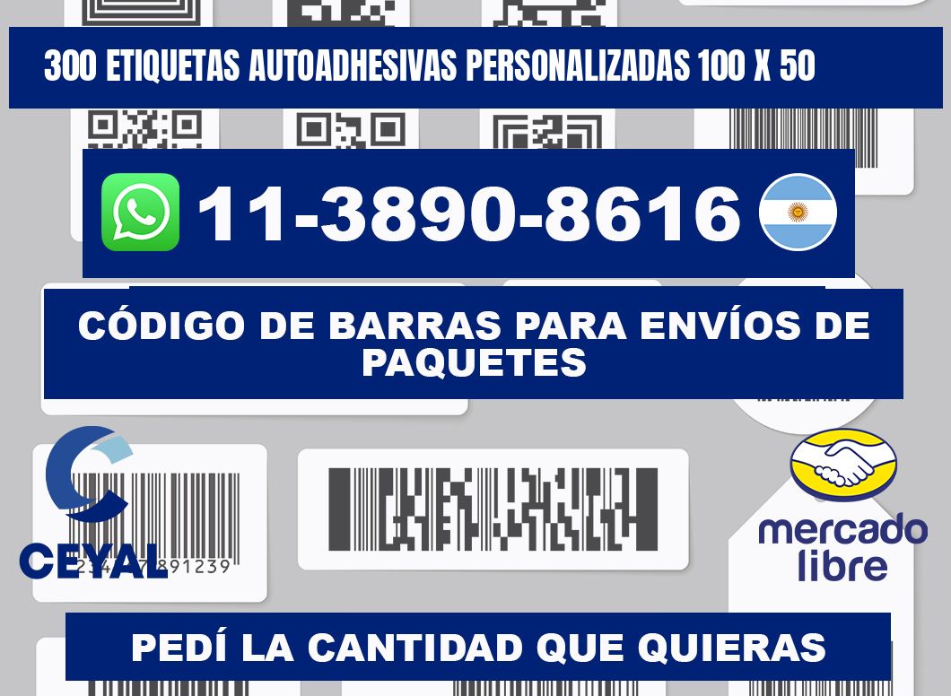 300 Etiquetas autoadhesivas personalizadas 100 x 50