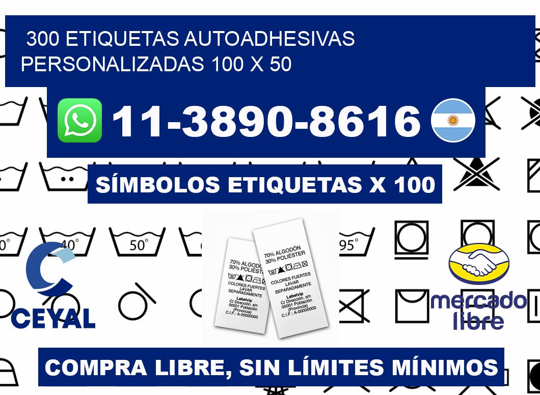 300 Etiquetas autoadhesivas personalizadas 100 x 50