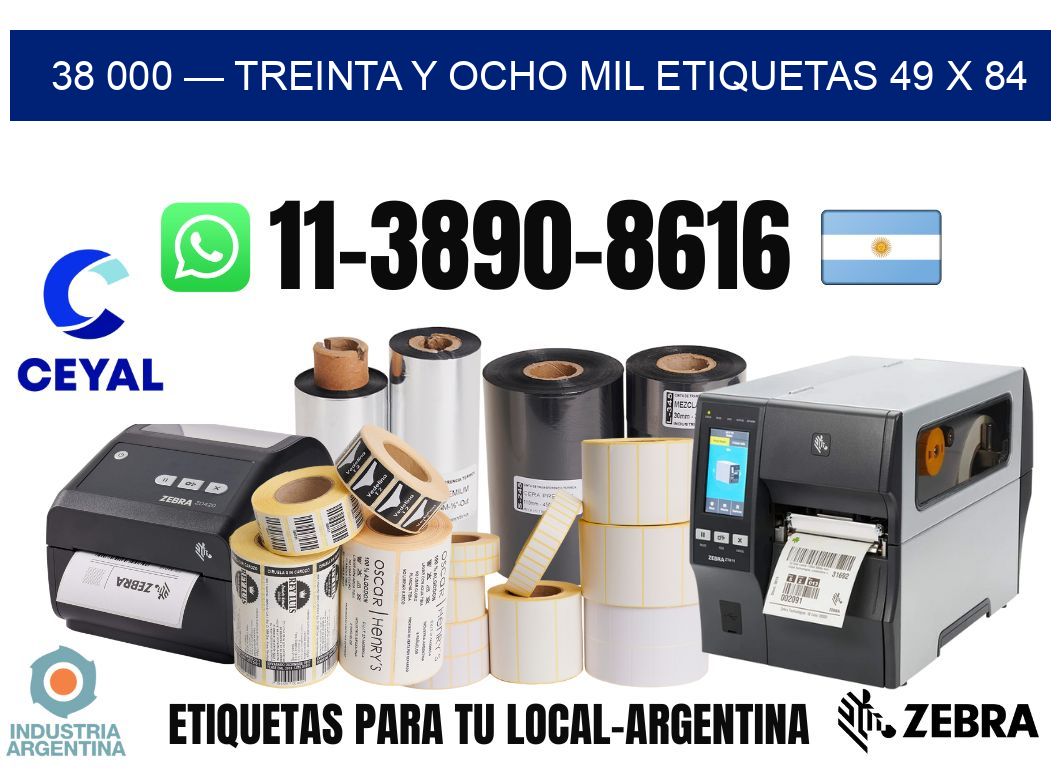38 000 — treinta y ocho mil etiquetas 49 x 84
