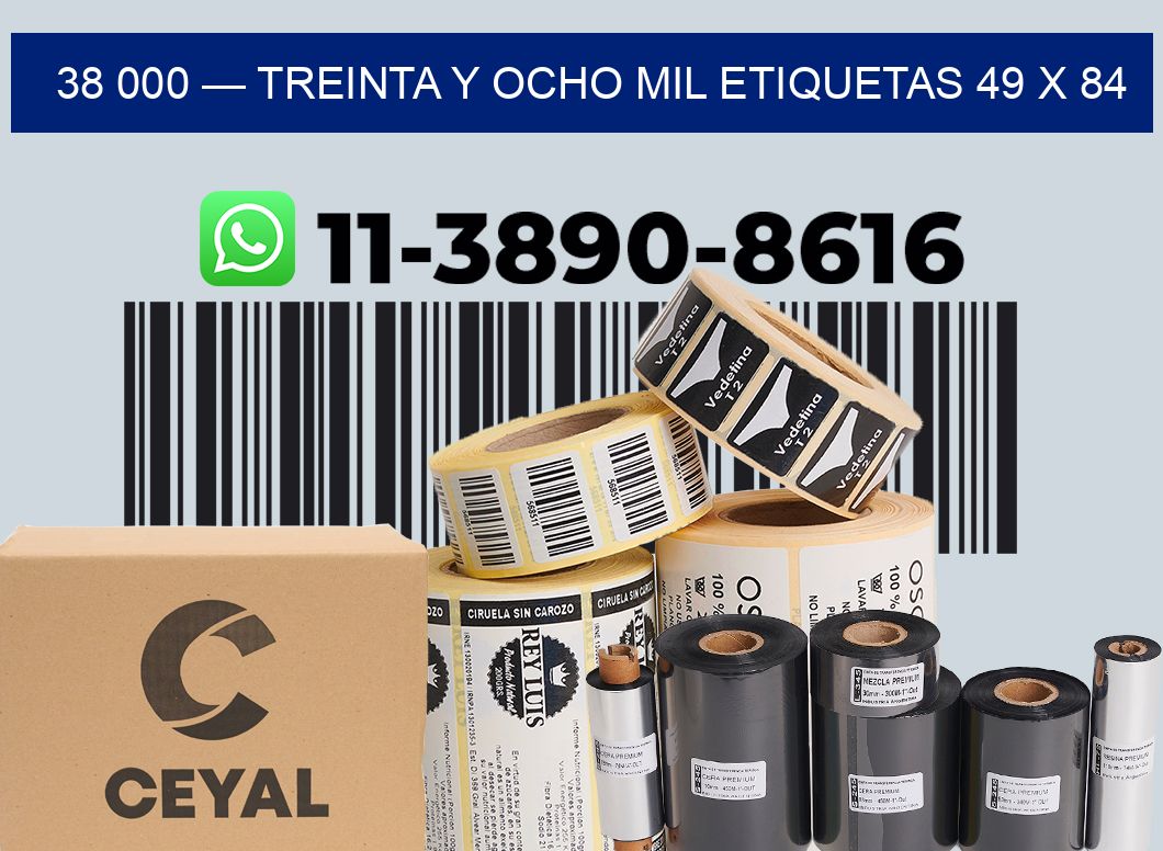 38 000 — treinta y ocho mil etiquetas 49 x 84