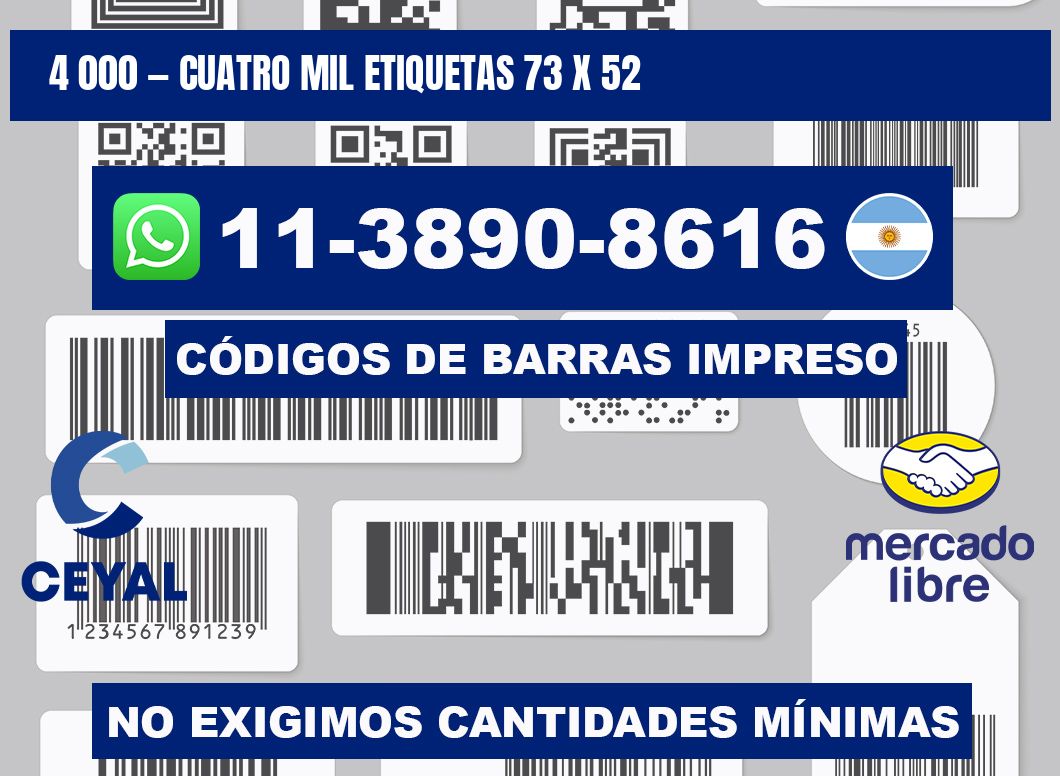 4 000 — cuatro mil etiquetas 73 x 52