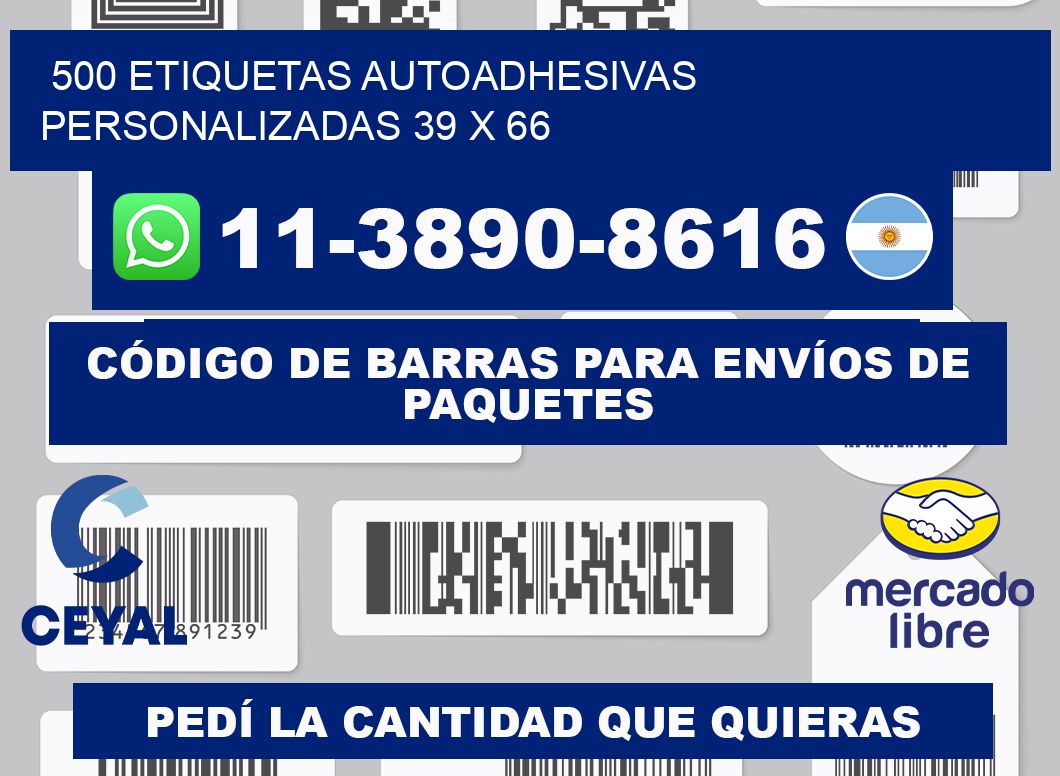 500 Etiquetas autoadhesivas personalizadas 39 x 66