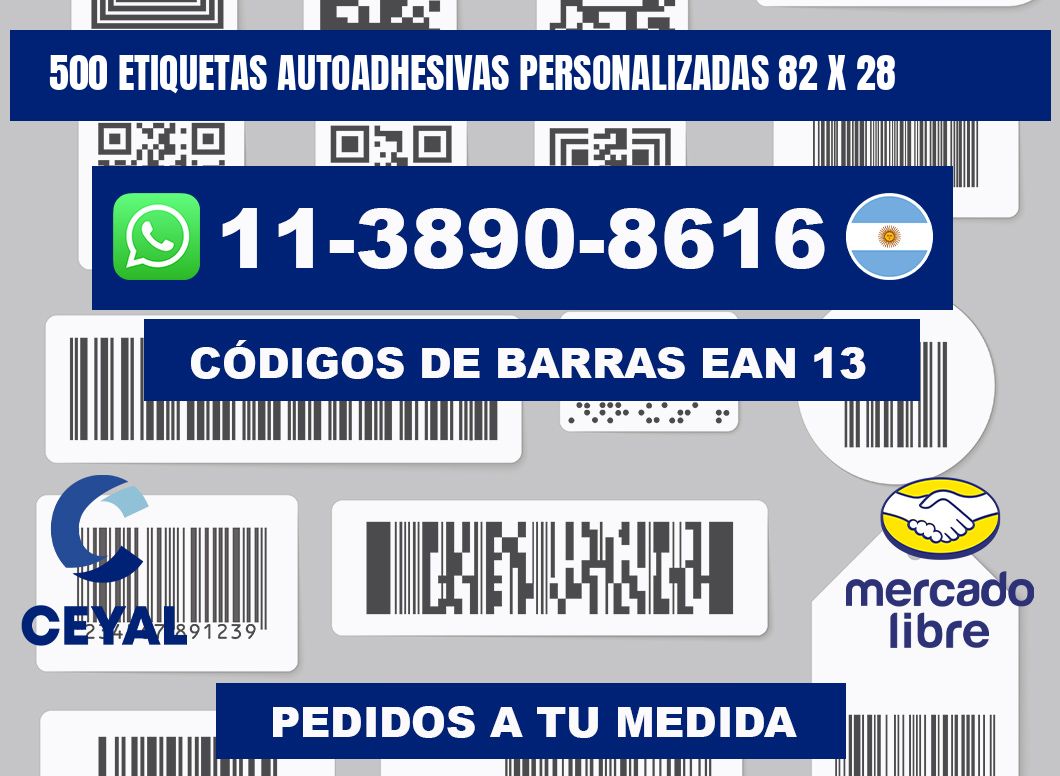 500 Etiquetas autoadhesivas personalizadas 82 x 28