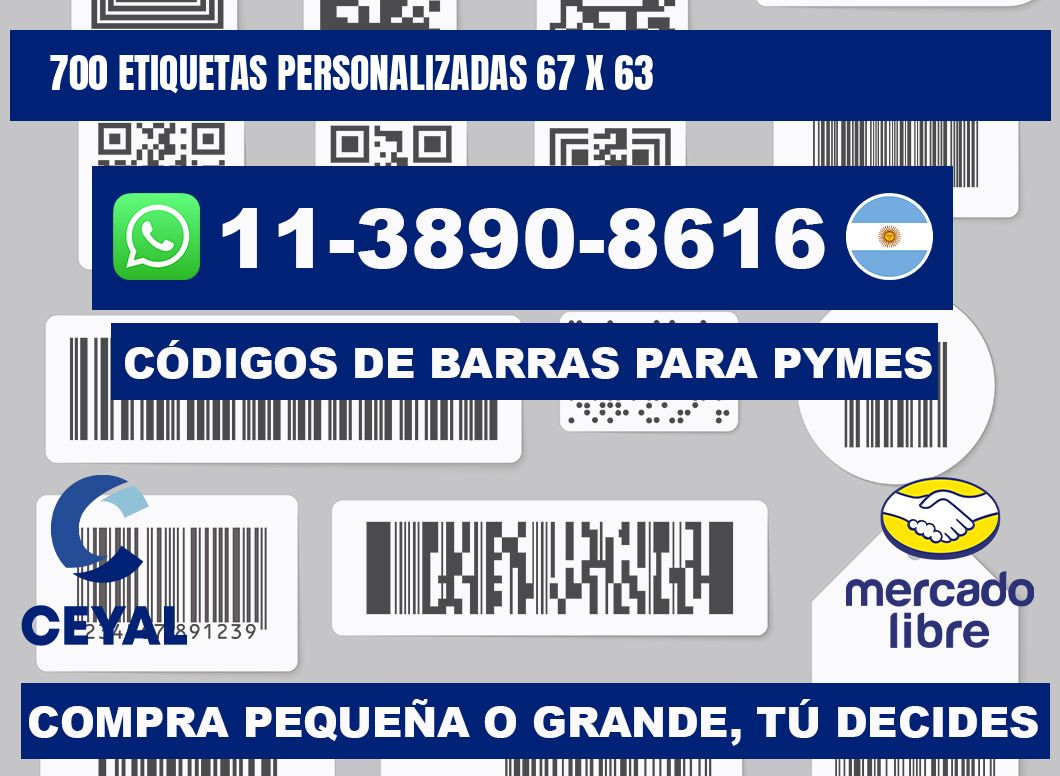 700 ETIQUETAS PERSONALIZADAS 67 x 63