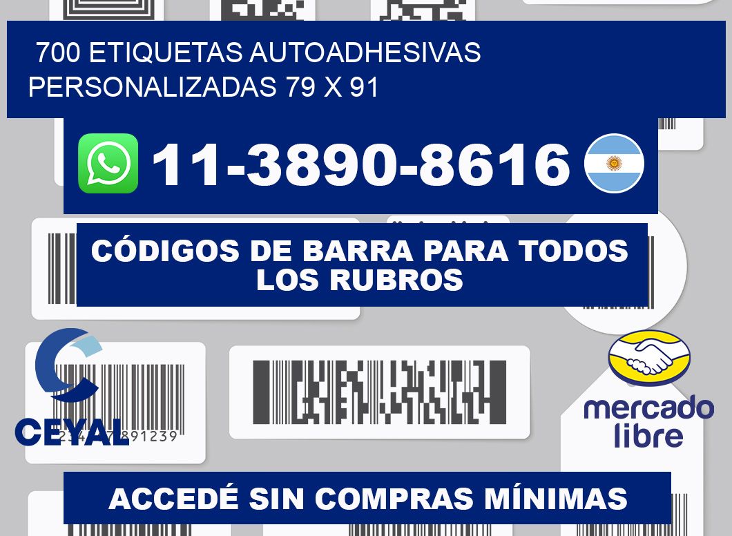 700 Etiquetas autoadhesivas personalizadas 79 x 91