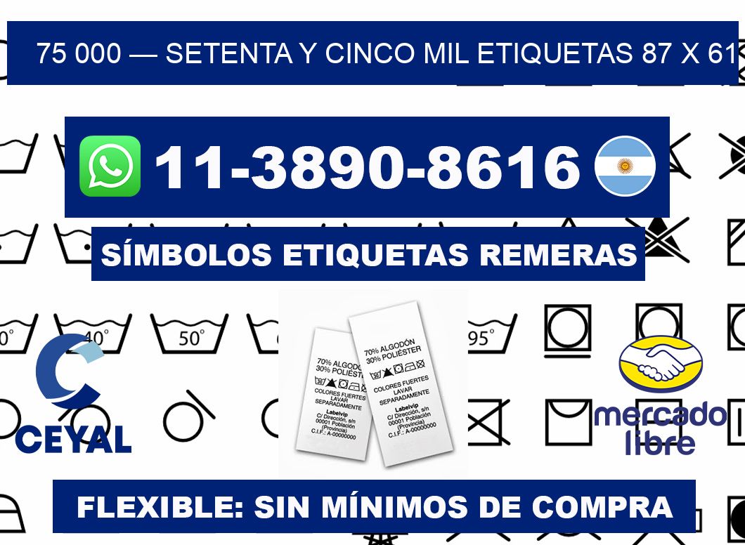 75 000 — setenta y cinco mil etiquetas 87 x 61