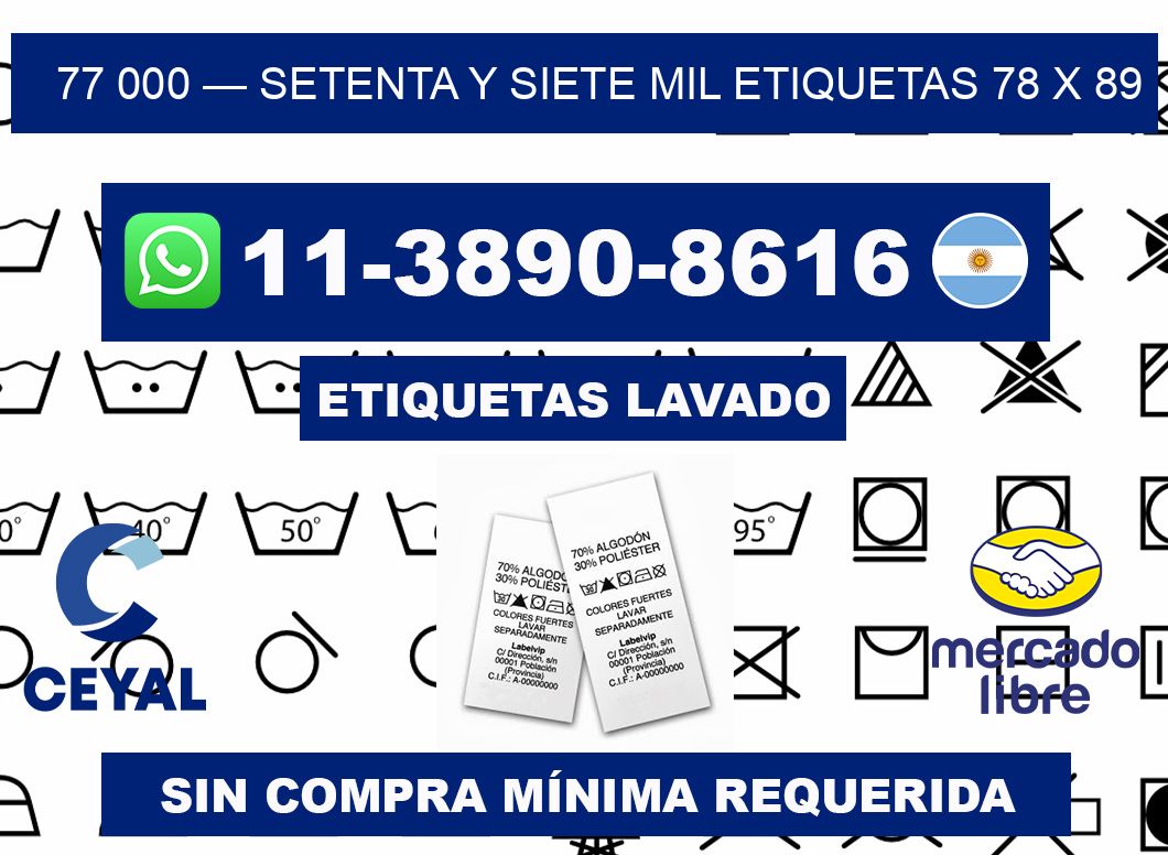 77 000 — setenta y siete mil etiquetas 78 x 89