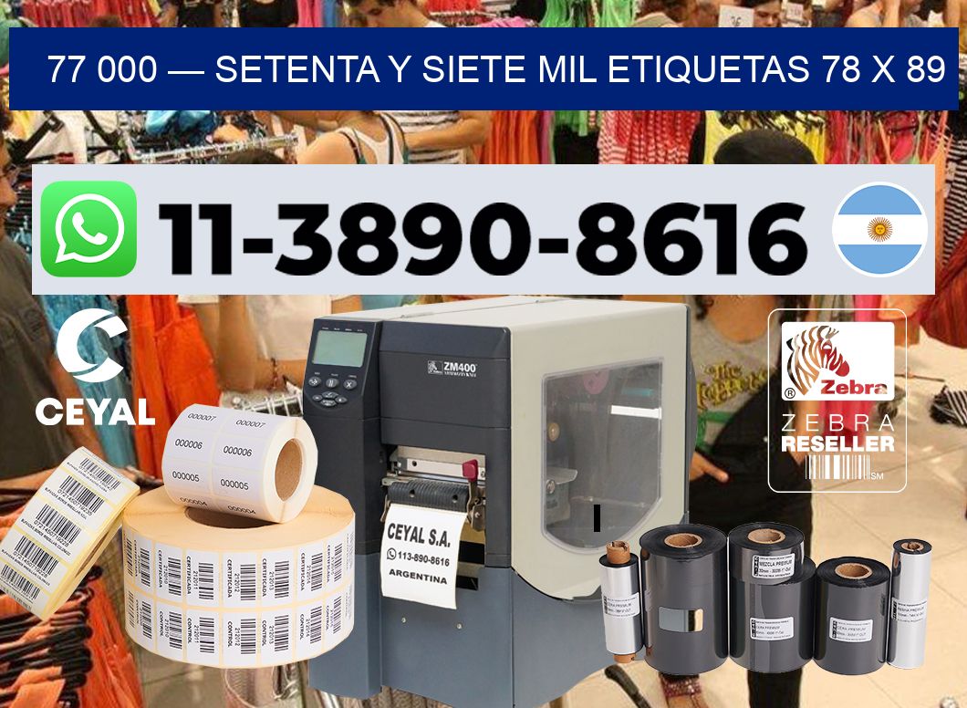 77 000 — setenta y siete mil etiquetas 78 x 89