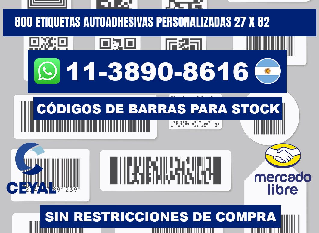 800 Etiquetas autoadhesivas personalizadas 27 x 82