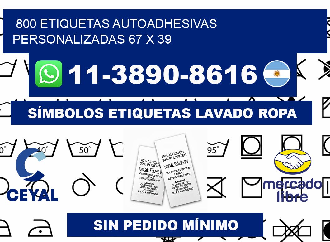 800 Etiquetas autoadhesivas personalizadas 67 x 39