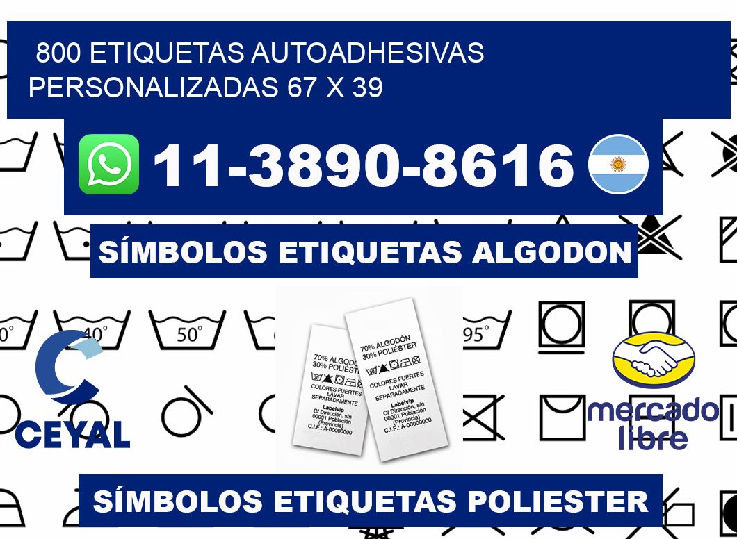 800 Etiquetas autoadhesivas personalizadas 67 x 39