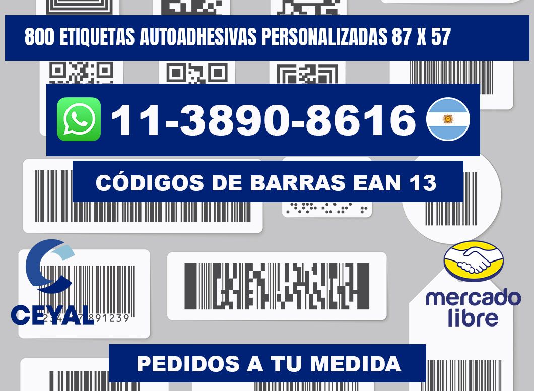 800 Etiquetas autoadhesivas personalizadas 87 x 57