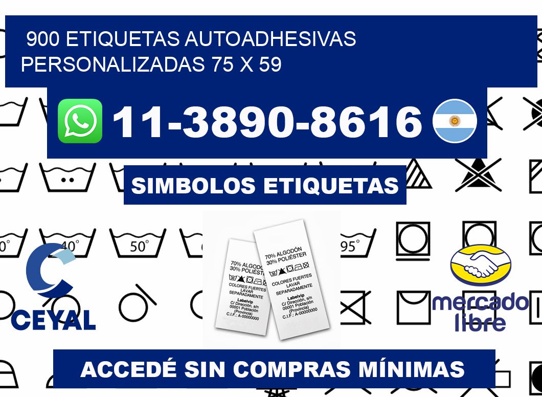 900 Etiquetas autoadhesivas personalizadas 75 x 59
