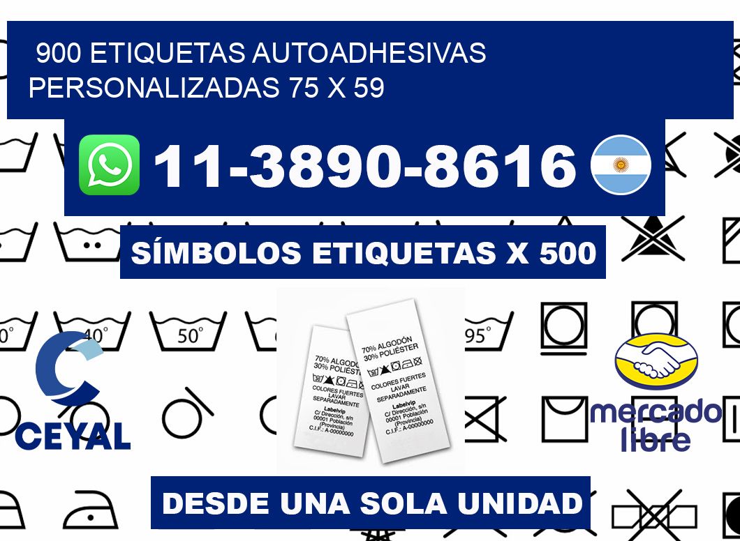 900 Etiquetas autoadhesivas personalizadas 75 x 59