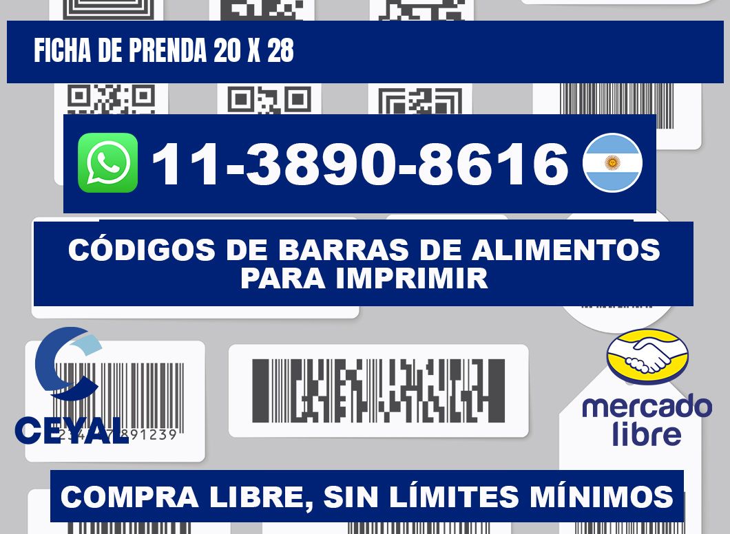 Ficha de prenda 20 x 28