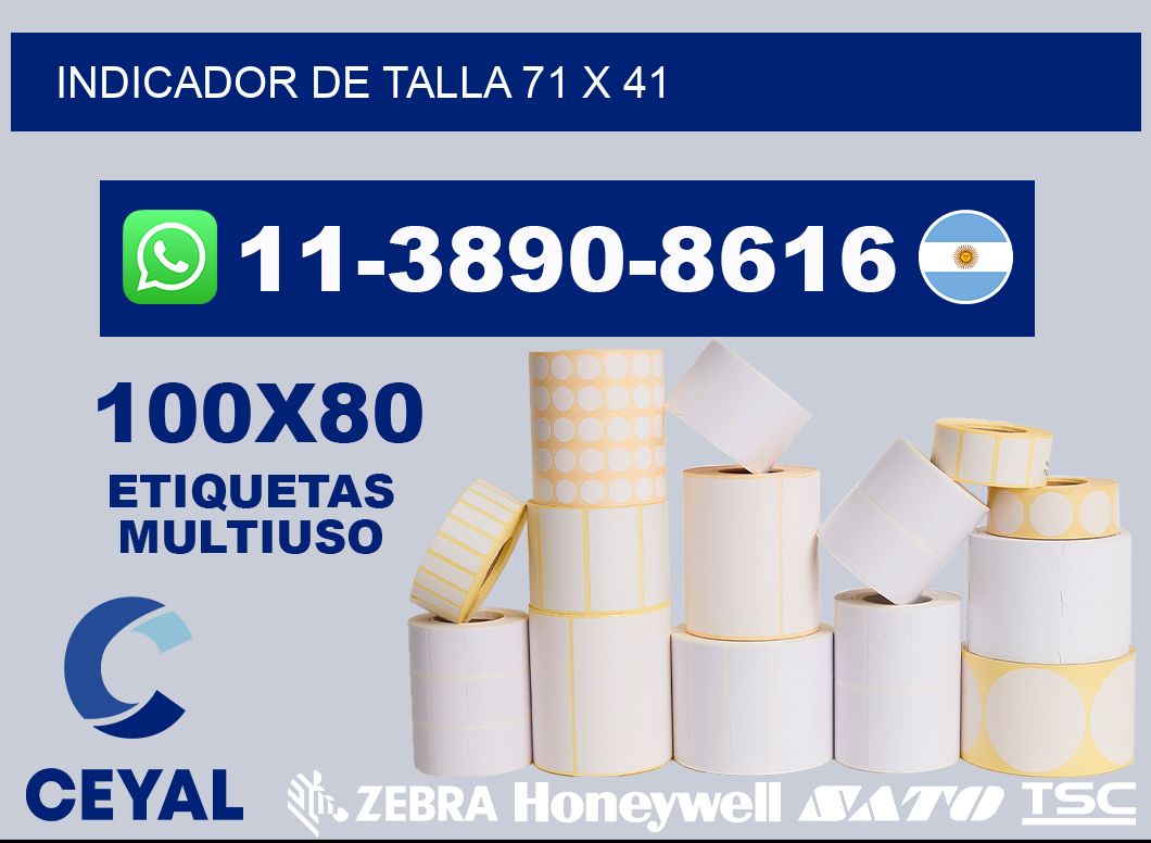 Indicador de talla 71 x 41