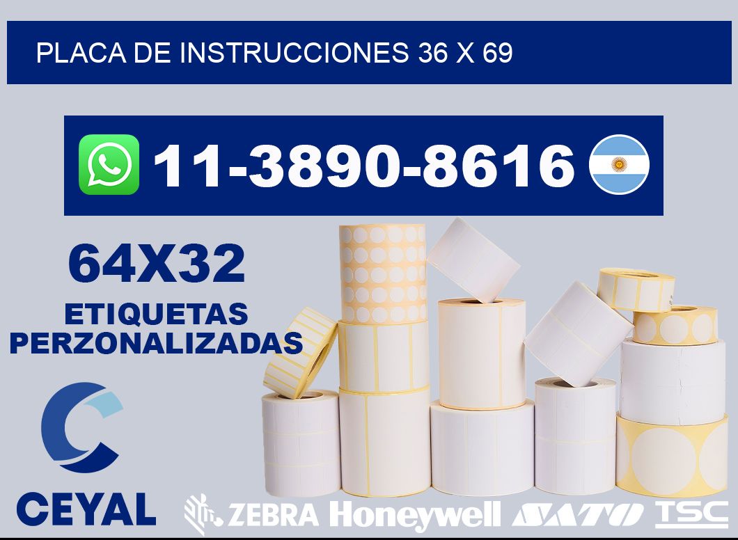 Placa de instrucciones 36 x 69