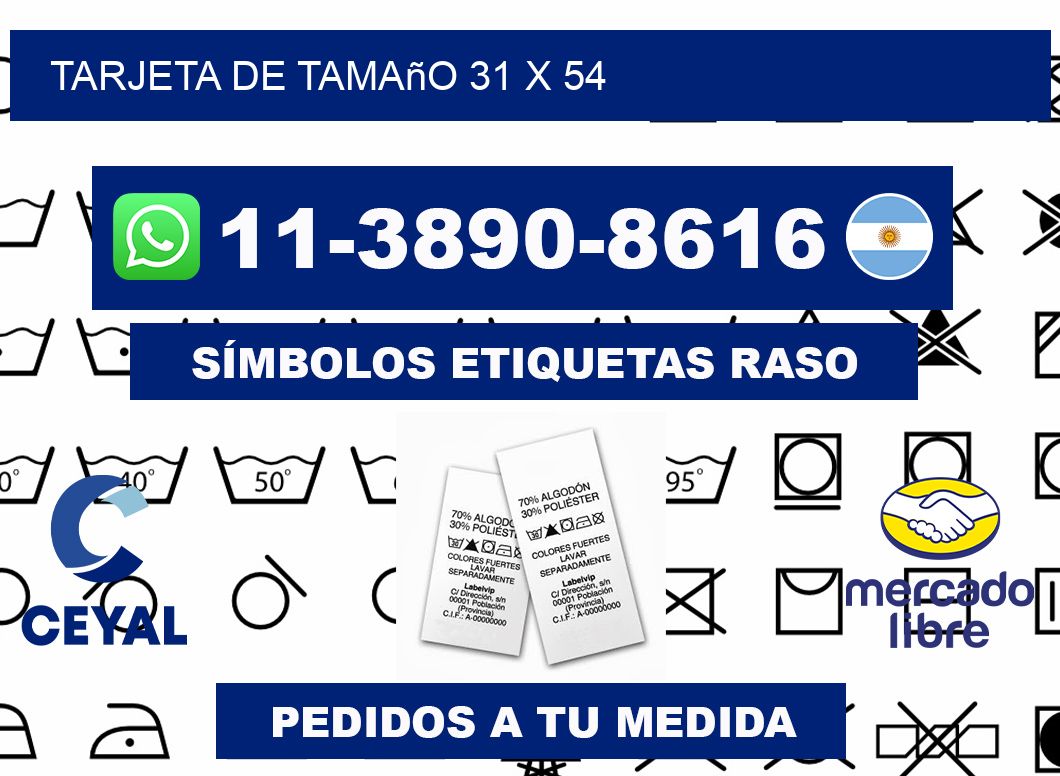 Tarjeta de tamaño 31 x 54