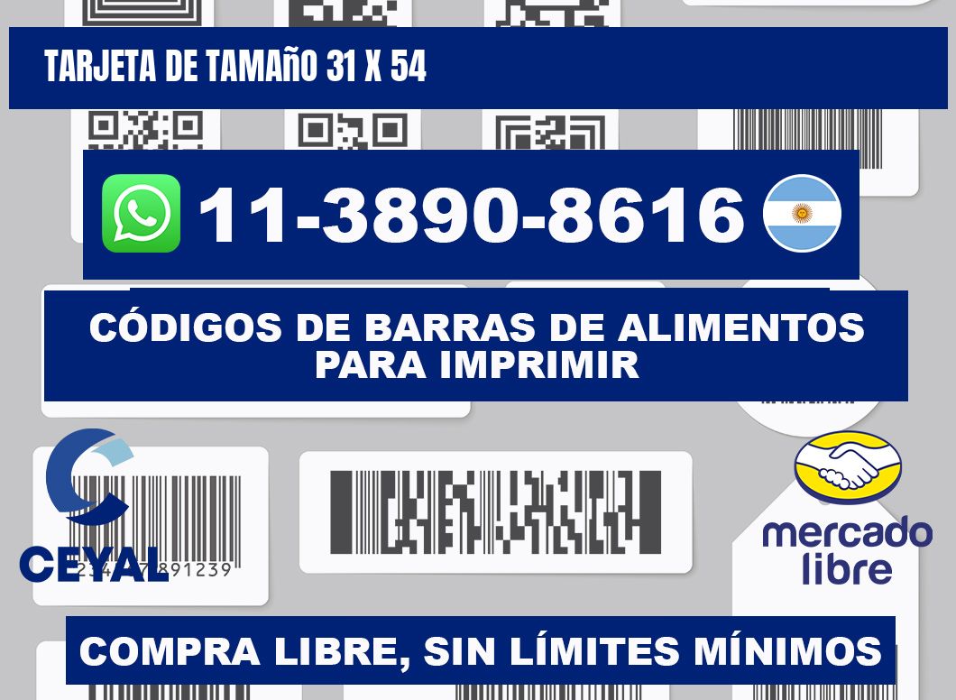 Tarjeta de tamaño 31 x 54