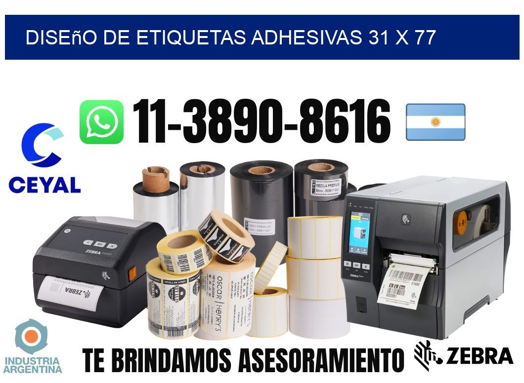 diseño de etiquetas adhesivas 31 x 77