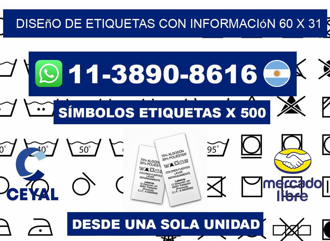 diseño de etiquetas con información 60 x 31