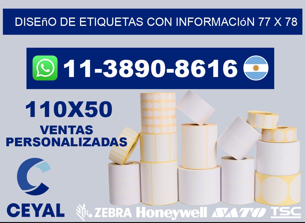 diseño de etiquetas con información 77 x 78
