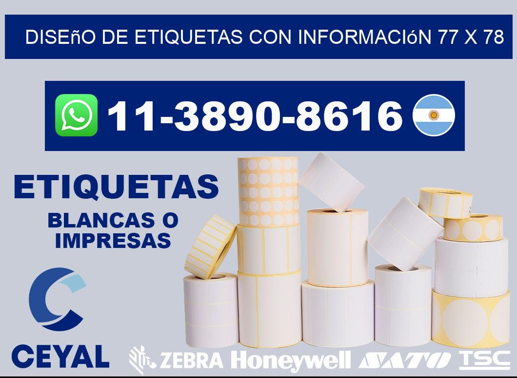 diseño de etiquetas con información 77 x 78