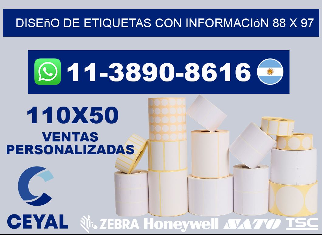 diseño de etiquetas con información 88 x 97