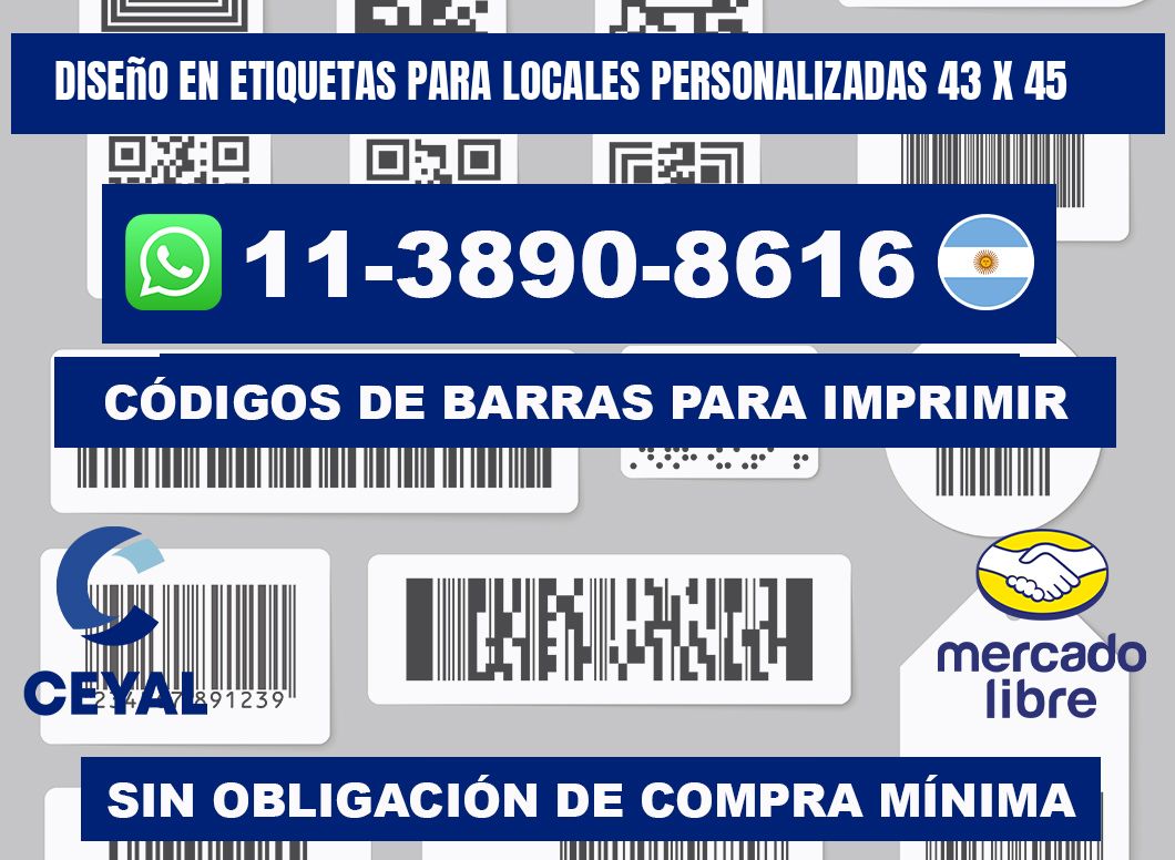 diseño en etiquetas para locales personalizadas 43 x 45