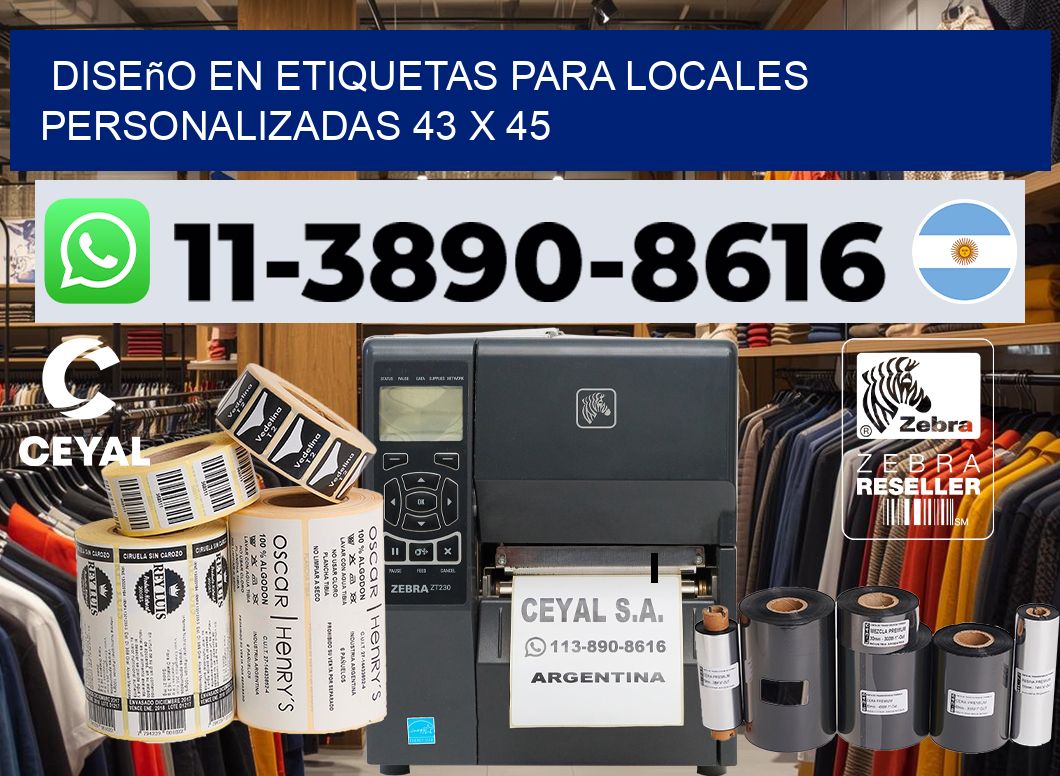 diseño en etiquetas para locales personalizadas 43 x 45