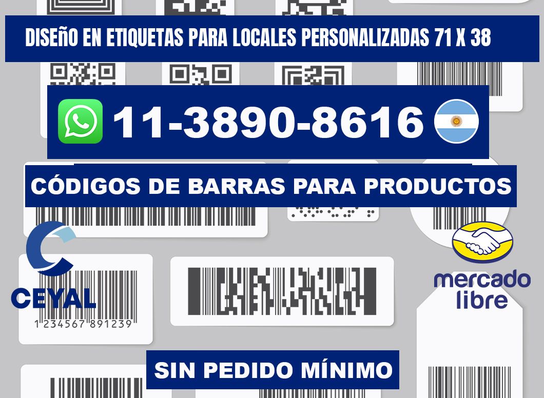 diseño en etiquetas para locales personalizadas 71 x 38