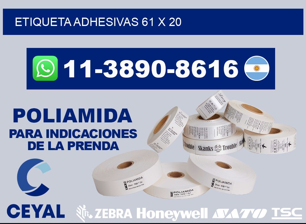etiqueta adhesivas 61 x 20