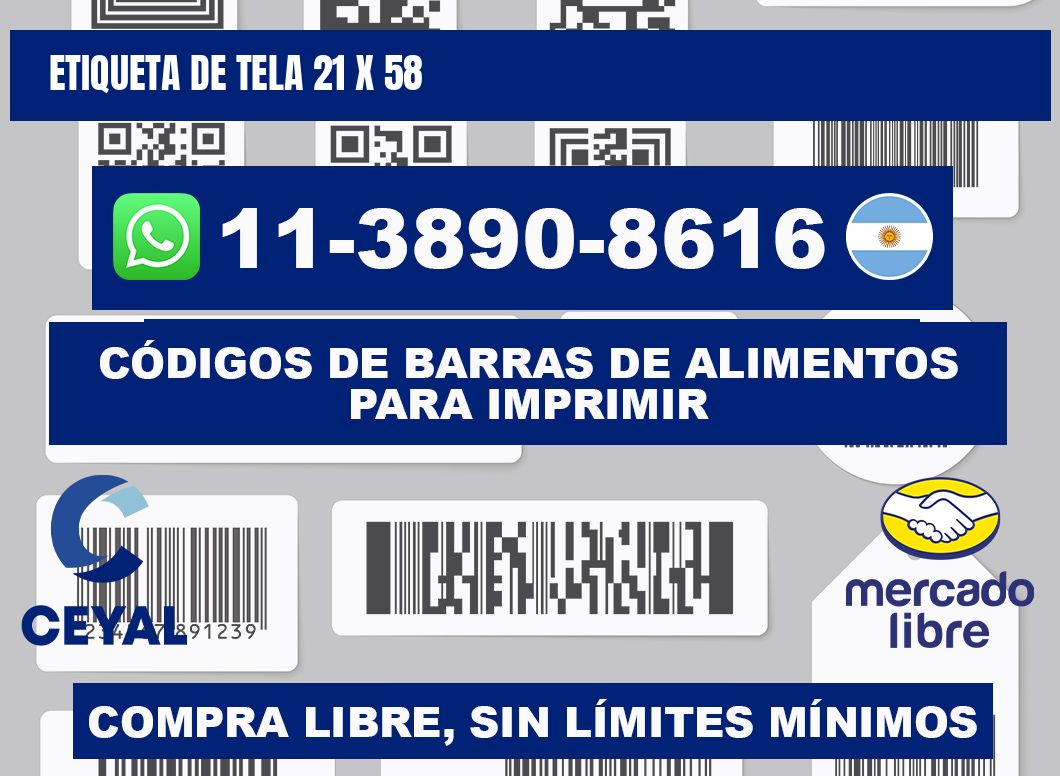 etiqueta de tela 21 x 58